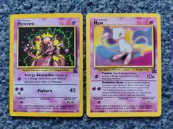POKEMON TCG BLACK STAR PROMO MEW 8 MEWTWO 14 SET 2 MODERATE PLAY COND 2000 WOTC - Image 1