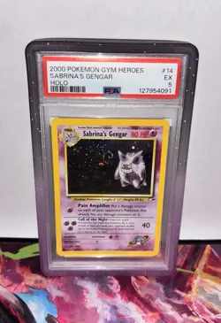 2000 POKEMON GYM HEROES HOLO #14 SABRINA'S GENGAR PSA 5 (INSANE SWIRL🔥) - Image 1