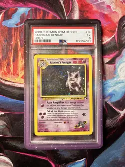2000 POKEMON GYM HEROES HOLO #14 SABRINA'S GENGAR PSA 5 (INSANE SWIRL🔥) - Image 3