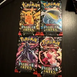 Pokemon: SV Paldean Fates- 4 Booster Pack Art Set- New/Factory Sealed - Image 1