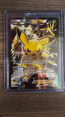 2016 Pokemon XY Black Star Promo Pikachu EX Red & Blue Collection #XY124 - Image 1