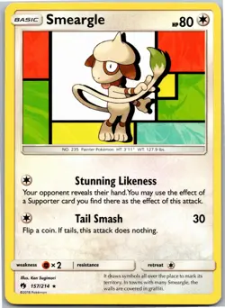 Smeargle - SM - Lost Thunder 157/214 - Rare - NM Pokemon TCG - Image 1