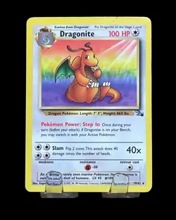 Pokemon TCG Dragonite 19/62 Fossil Vintage WOTC Non Holo Rare LP - Image 1
