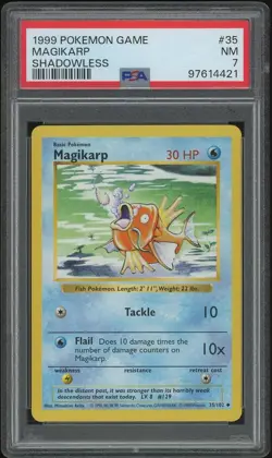 Pokemon Base Set Shadowless Magikarp 35/102 PSA 7 - Image 1