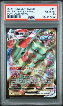 PSA 10 Gem Mint - Rayquaza VMAX 111/203 - Evolving Skies Ultra Rare FA Pokemon - Image 1
