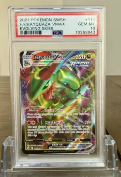 POKEMON EVOLVING SKIES RAYQUAZA VMAX 111/203 PSA 10 GEM MINT - Image 1