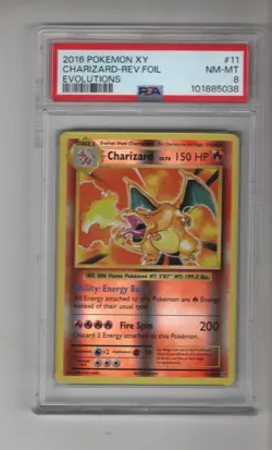 CHARIZARD #11 EVOLUTIONS REVERSE HOLO FOIL RARE POKEMON TCG CARD PSA 8 NM-MINT - Image 1