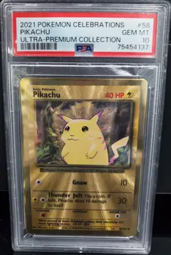 2021 Pokemon Celebrations Pikachu PSA 10 Ultra Premium Collection #58 GOLD METAL - Image 1