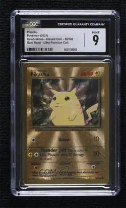 Pikachu (Gold Metal) Pokemon Celebrations Ultra Premium Collection CGC 9 Mint - Image 1