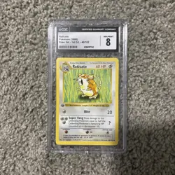 CGC 8 Raticate Base Set Shadowless 1st Edition 40/102 Gray Stamp Pokemon Card - Image 1