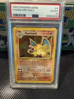 Pokemon TCG Charizard Card 4/102 WOTC 1999 Rare Holo Base Set PSA 4 EX Condition - Image 1
