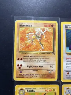 Lot of (4) HP/DMG Pokemon WOTC RARE Hitmonlee Ditto Raichu Dragonair Fossil Base - Image 2