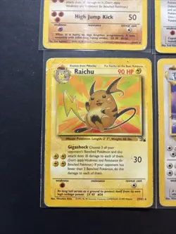 Lot of (4) HP/DMG Pokemon WOTC RARE Hitmonlee Ditto Raichu Dragonair Fossil Base - Image 4