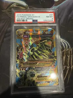 Pokemon XY 2015 Primal Groudon EX Ancient Origins #97 PSA 8 - Image 1