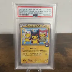 Pokemon TCG Pikachu Wears Poncho Japanese XY Promo Mega Campaign PSA 10 #203 - Image 1
