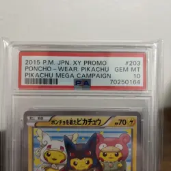 Pokemon TCG Pikachu Wears Poncho Japanese XY Promo Mega Campaign PSA 10 #203 - Image 2