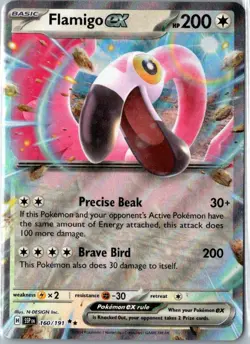 Flamigo ex Double Rare SV08: Surging Sparks 160/191 NM Holofoil Pokemon - Image 1