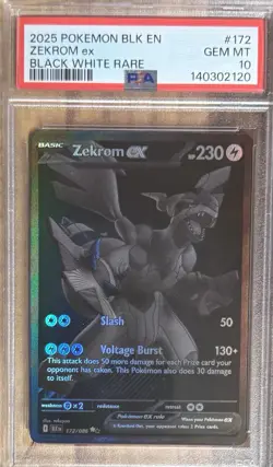 Pokemon TCG Zekrom ex 172/086 Sv: Black Bolt EX Holo Black White Rare PSA 10 - Image 1