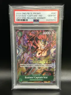 2024 One Piece Promo Eustass Captain Kid P-067 OP07 Pre-Release Winner PSA 10 - Image 1