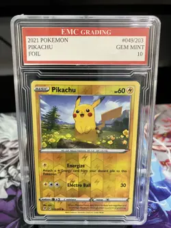 PIKACHU 2021 FOIL #049/203 Pokemon Card GRADED 10 TCG CCG - Image 1
