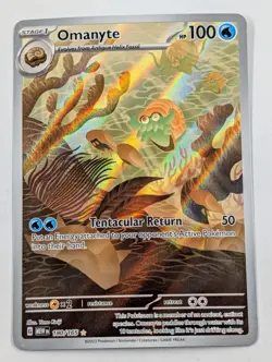 Pokemon Omanyte 180/165 Scarlet Violet 151 English AR Full Art Holo NM Card - Image 1