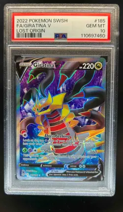 2022 Pokemon SWSH Lost Origin Giratina V Full Art Rare #185/196 PSA 10 - Image 1