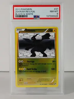 Zekrom - Black & White - POKEMON 47/114 - Holo Reverse - 2011 - PSA 8 - Image 1