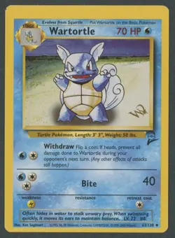 Pokemon TCG Base Set 2 Wartortle Gold W Stamp Promo 63/130 LP Light Play - Image 1