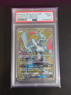 2018 POKEMON SM BLACK STAR PROMO #SM141 FULL ART/WHITE KYUREM GX PSA 9 - Image 1
