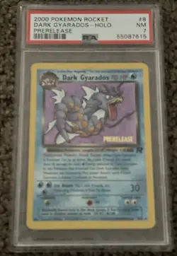 2000 Pokemon Team Rocket Prerelease Dark Gyarados Holo 8/82 PSA 7 NM - Image 1