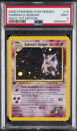 2000 POKEMON GYM HEROES HOLO-1ST ED #14 SABRINA'S GENGAR PSA 9 - Image 1