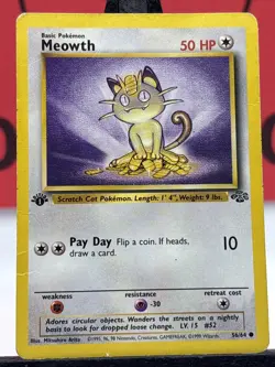 Meowth 56/64 Jungle WOTC 1st Edition Pokemon TCG Regular Common 1999 MP - Image 3
