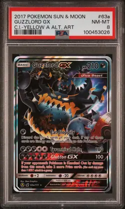 2017 POKEMON SUN & MOON CRIMSON INVASION #63A GUZZLORD GX PSA 8 - Image 1