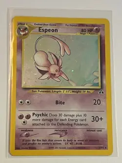 Espeon Pokemon TCG 2001 Neo Discovery 1/75 Holo Rare Card Unlimited Vintage - Image 1