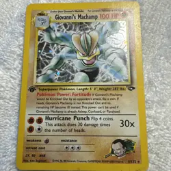 1st Edition Giovanni's Machamp Rare Holo 6/132 Gym Heroes Pokemon Card - Image 1