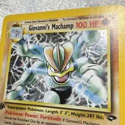 1st Edition Giovanni's Machamp Rare Holo 6/132 Gym Heroes Pokemon Card - Image 3