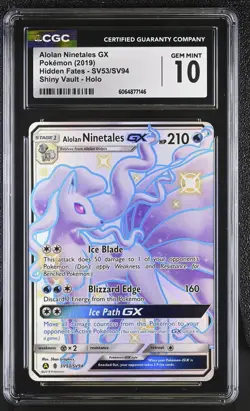 CGC 10 GEM MINT Alolan Ninetales GX Hidden Fates SV53/SV94 Shiny Vault Pokemon - Image 1