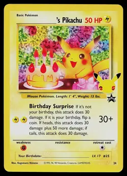 Pokemon Card - Birthday Pikachu Celebrations Classic Collection 24 Holo - Image 1