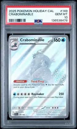 2025 POKEMON HOLIDAY CALENDAR #149 CRABOMINABLE PSA 10 - Image 1