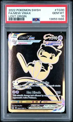 2022 POKEMON SWORD & SHIELD LOST ORIGIN #TG30 FULL ART/MEW VMAX PSA 10 - Image 1