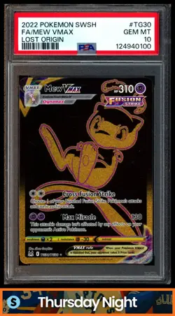 2022 POKEMON SWORD & SHIELD LOST ORIGIN #TG30 MEW VMAX FULL ART RARE PSA 10 - Image 1