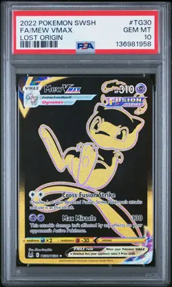 2022 POKEMON SWORD & SHIELD LOST ORIGIN #TG30 FULL ART/MEW VMAX PSA 10 - Image 1