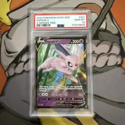 2022 Pokemon PSA 10 SWSH201 #201 Espeon V Black Star Promo Card, Sword & Shield - Image 1