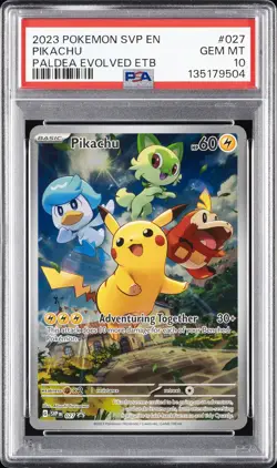 2023 POKEMON SVP EN-SV BLACK STAR PROMO #027 PIKACHU PSA 10 - Image 1