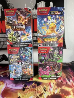 Pokemon Obsidian Flames Shrouded Fable Surging Sparks Stellar Booster Bundle X 4 - Image 1