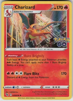 Pokemon Charizard Holo Rare Pokemon GO 010/078 NM - Image 1