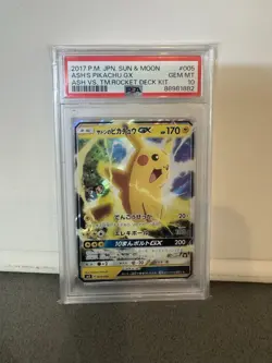 2017 Pokemon PSA 10 Pikachu JPN SM Ash’s Pikachu Gx Ash Vs. TM. Rocket Deck Kit - Image 1