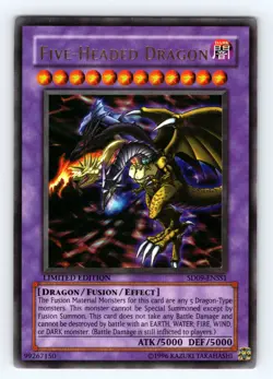 Yugioh Five-Headed Dragon SD09-ENSS1 Limited Edition Ultra Rare - NM 💎 - Image 1