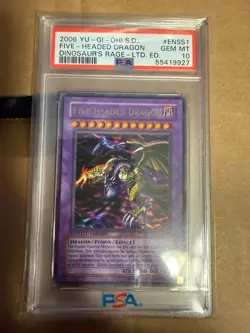 PSA 10 Yugioh Five Headed Dragon SD09-ENSS1 Ultra Rare Card GEM MINT - Image 1