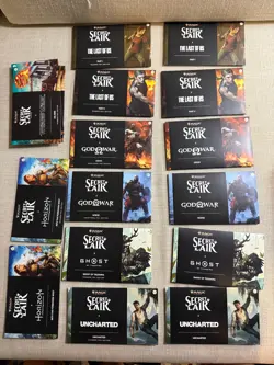 MTG Secret Lair Playstation Platinum Trophy Bundle (Foil and Non-foil) in hand. - Image 1